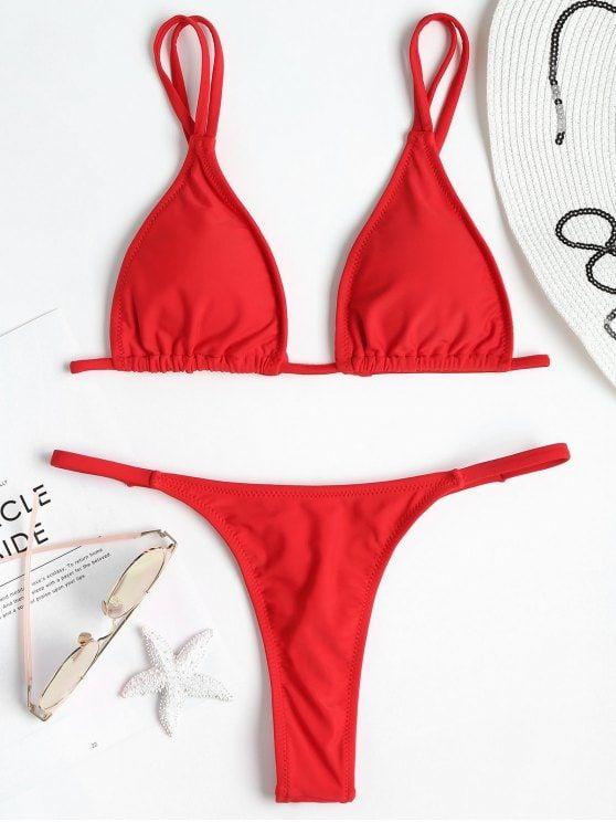 Dual Red S Logo - 29% OFF] 2019 Dual Straps Thong Bikini In LOVE RED S | ZAFUL