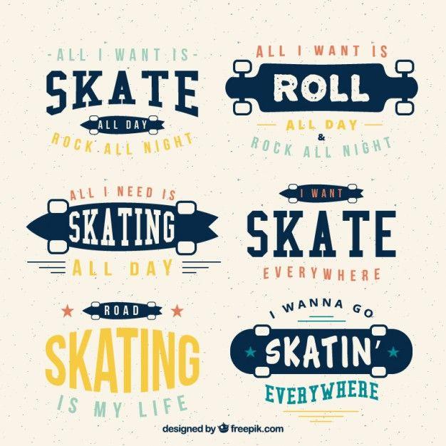 Old School Skateboard Logo - Collection of vintage skateboard with phrases. Stock Image Page