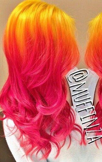 Red Yellow Pink Logo - Yellow pink ombre hair | Colorful Hair | Hair, Dyed hair, Hair styles