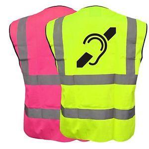 Red Yellow Pink Logo - DEAF LOGO YELLOW PINK HI VIZ VIS WAISTCOAT VEST SAFETY BIKE CYCLE ...