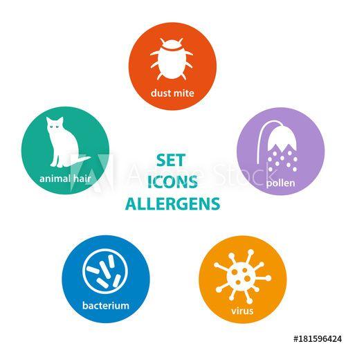 Red Blue Orange Round Logo - Set icons allergen. Group of allergens in the round colored circles ...