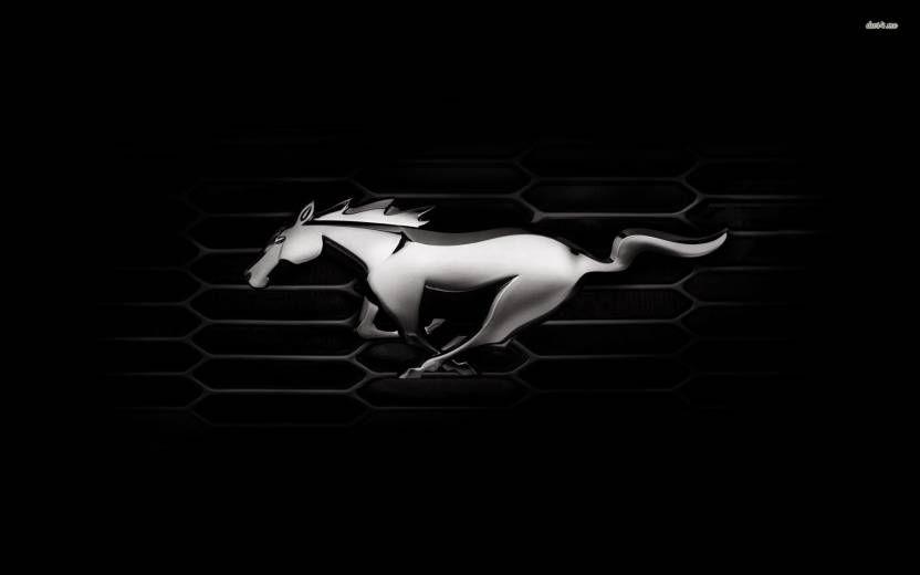 Black and White Ford Mustang Logo - Athah Ford Mustang Logo Poster Paper Print