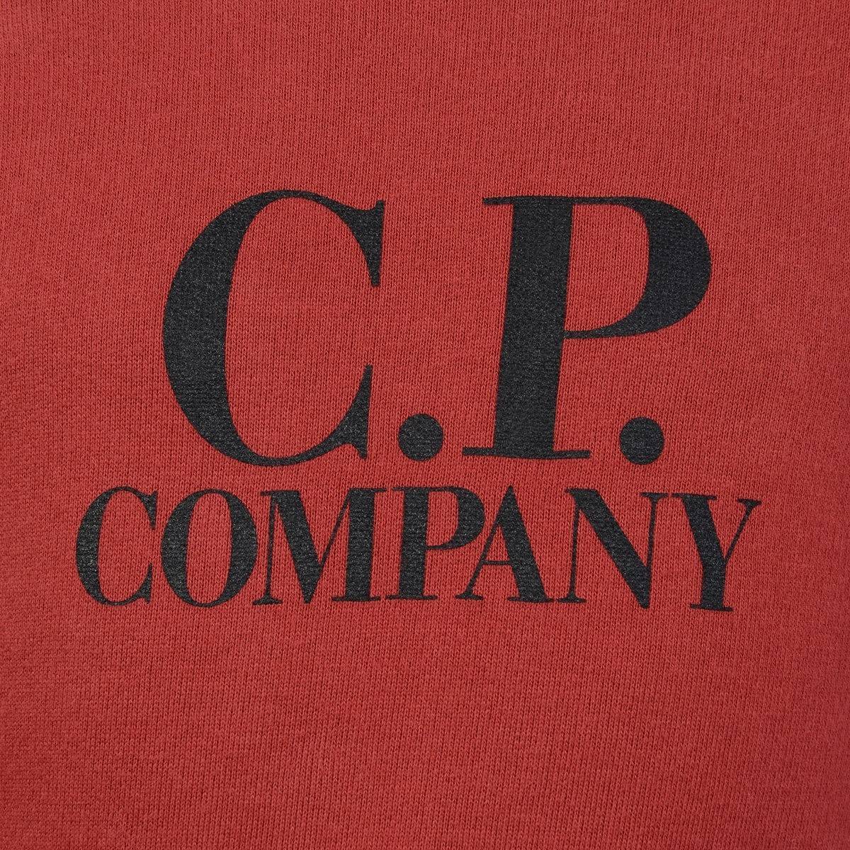 Red and Peach Logo - C.P. Company Boys Red Logo Sweater