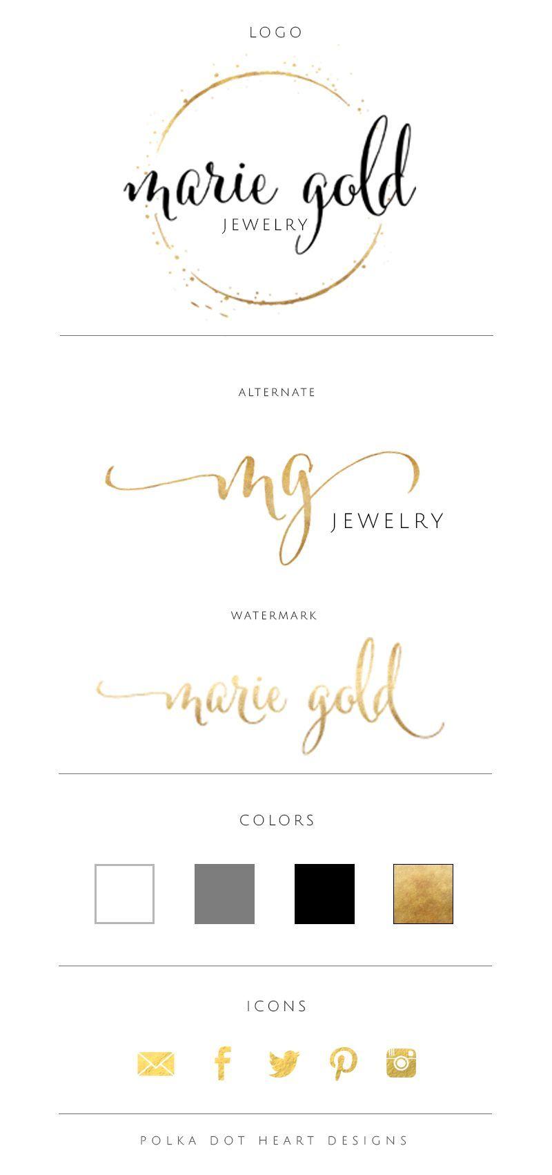 Gold Dot Logo - Gold Foil Logo Design by Polka Dot Heart Designs | watercolor Logo ...