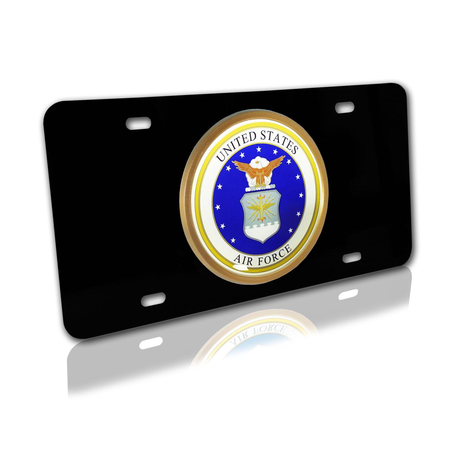 Air Force Seal Logo - Air Force Seal on Black License Plate | Elektroplate