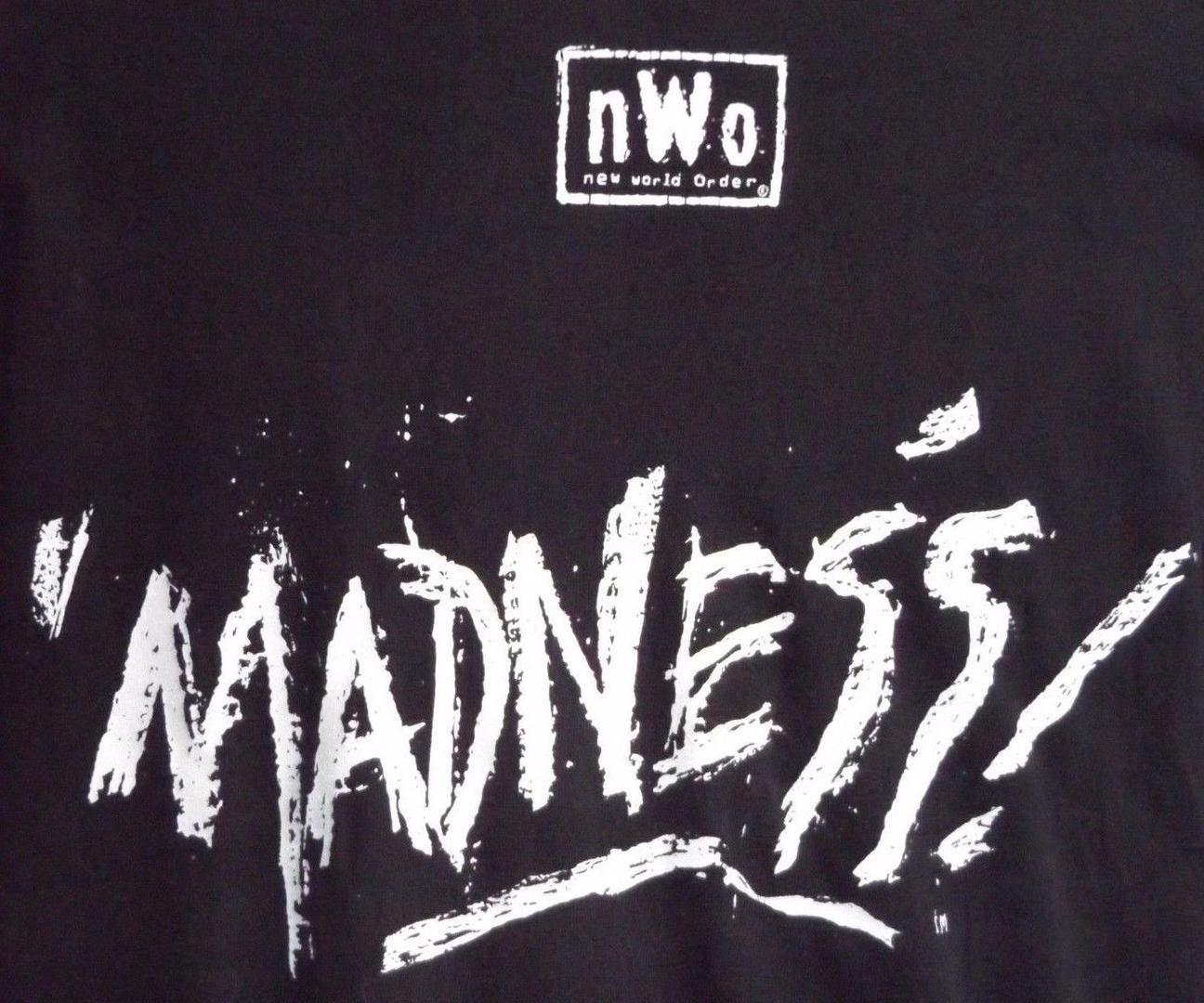 Randy Savage Madness Logo - WCW nWo Macho Man Randy Savage Caged Madness Men's Black Shirt XXL ...