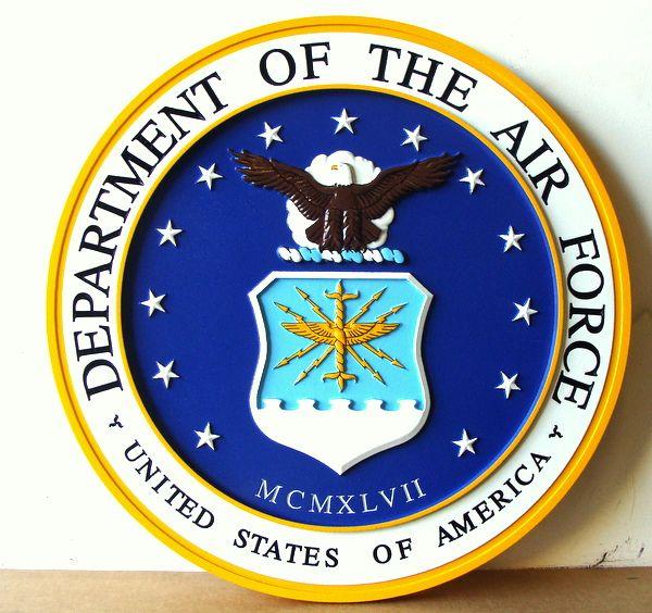 Air Force Seal Logo - 3D Painted, Wood, Bronze, Brass, Silver Air Force Plaques