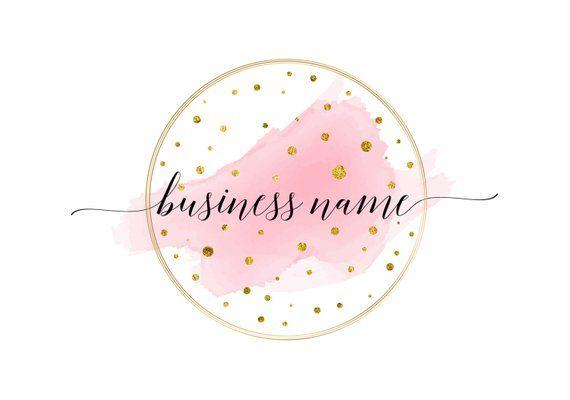 Gold Dot Logo - Custom logo design fwatercolor pink gold logo gold dots logo | Etsy