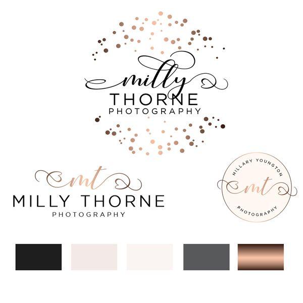 Gold Dot Logo - Milly Thorne Logo Set - Macarons and Mimosas