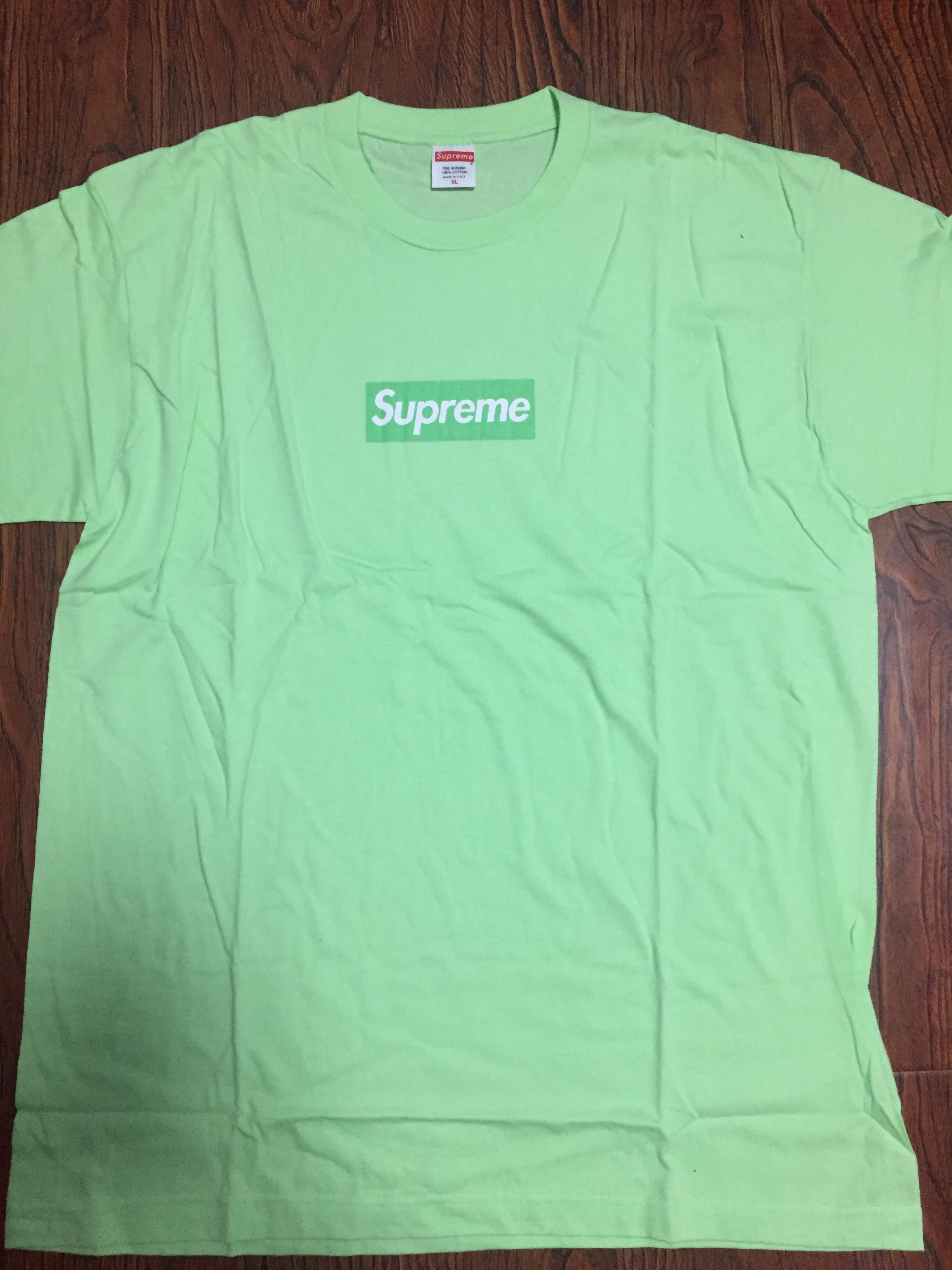 Green Supreme Logo - QC Supreme Green Apple Box Logo T Shirt From TrendyClub