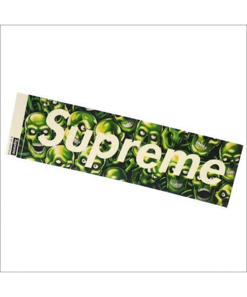 Green Supreme Logo - SUPREME : Skull Pile Box Logo Sticker GREEN | Millioncart