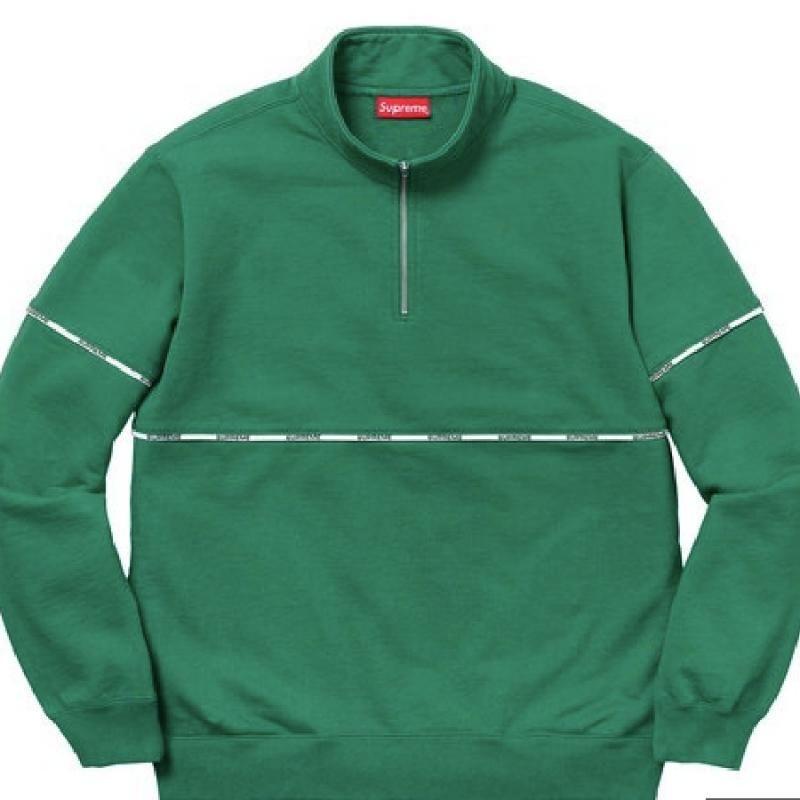 Green Supreme Logo - Supreme Logo Piping Half Zip Sweatshirt Light Pine SIZE SMALL ...