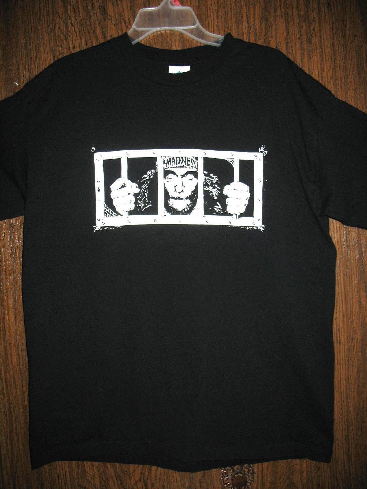 Randy Savage Madness Logo - Macho Man Randy Savage NWo Madness Prison WCW Shirt New Gildan Reprint Short Sleeve Men Tee O Neck Knitted Comfortable Fabric