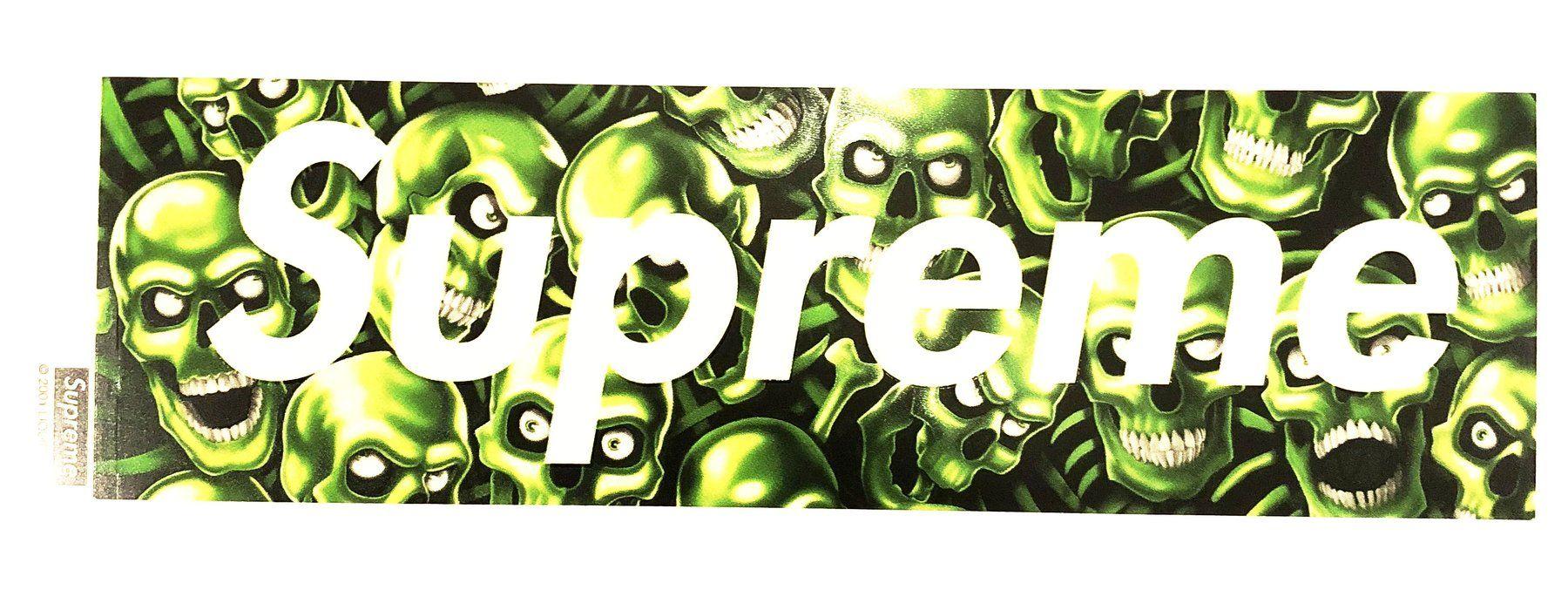 Green Supreme Logo - Supreme Skull Pile Box Logo Sticker – CopVsDrop