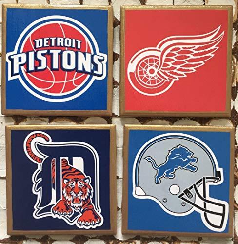 Detroit Sports Logo - Amazon.com: Coasters! I heart Detroit sports set of coasters with ...