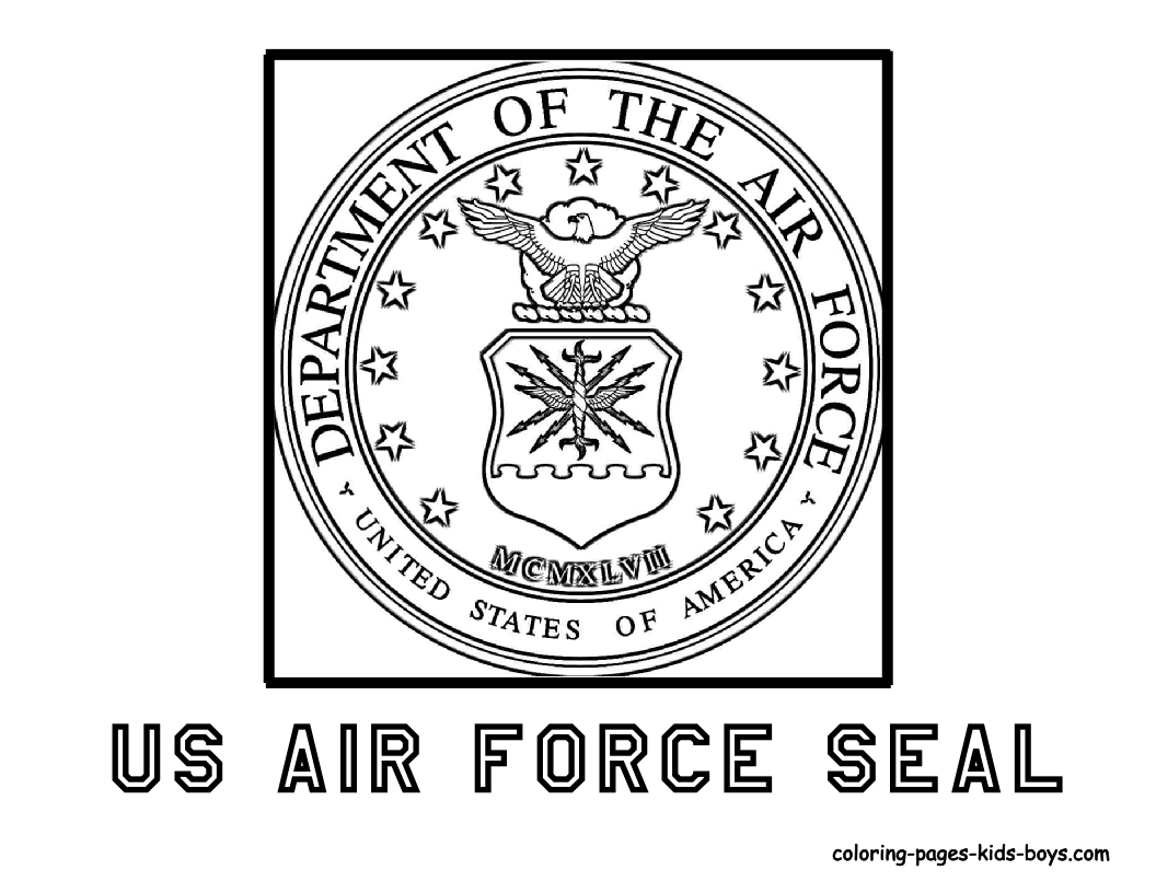 Printable Air Force Logo - coloring pages of military emblems. Coloring