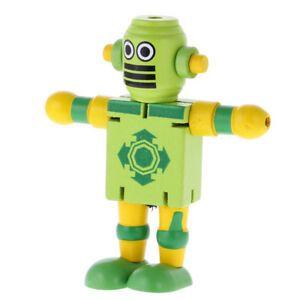 Light Green Robot Logo - Wooden Painted Walnut Robot Toy with Flexible Poseable Joints Light ...