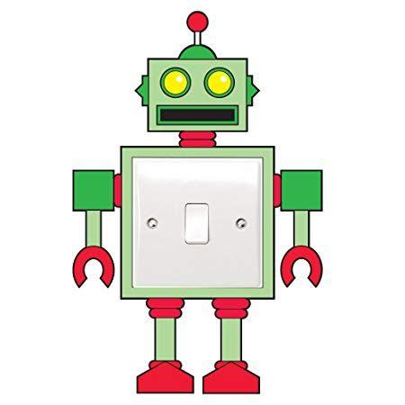 Light Green Robot Logo - Green Robot Light Switch Sticker Children's Bedroom Playroom Fun