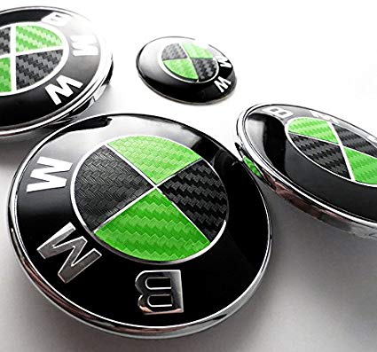 Green BMW Logo - BLACK and GREEN Carbon Fiber Sticker Overlay Vinyl