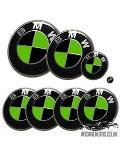 Green BMW Logo - FOR BMW Matte Black & Apple Green Badge Decals ALL MODELS Wrap