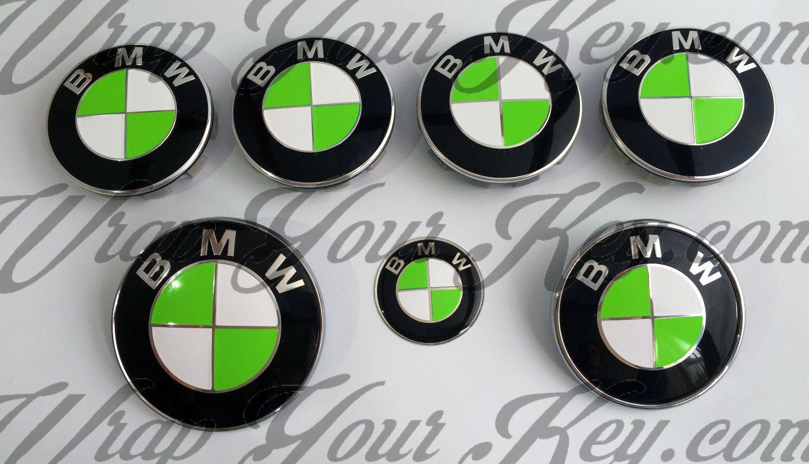 Green BMW Logo - WHITE & TOXIC GREEN BMW Badge Emblem Overlay Wrap HOOD TRUNK RIMS ...