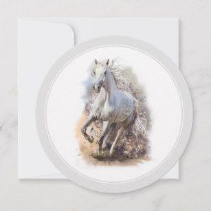 Galloping White Horse Circle Logo - White Horse Gallop Circle Flat Card