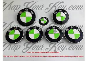 Green BMW Logo - WHITE & GREEN FOR BMW Badge Emblem Overlay Wrap HOOD TRUNK RIMS ...