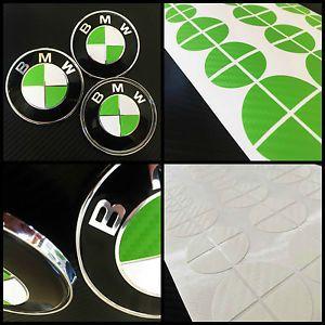 Green BMW Logo - White & Green CARBON Overlay Sticker - BMW BADGE EMBLEMS ROUNDEL ...