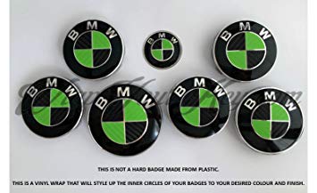 Green BMW Logo - BLACK & TOXIC GREEN CARBON BMW Badge Emblem Overlay HOOD TRUNK RIMS ...