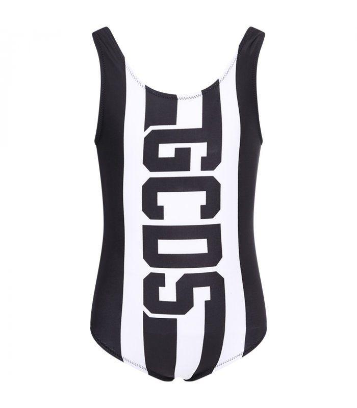 Girl Black Logo - GCDS KIDS Black girl swimsuit with black logo - CoccoleBimbi