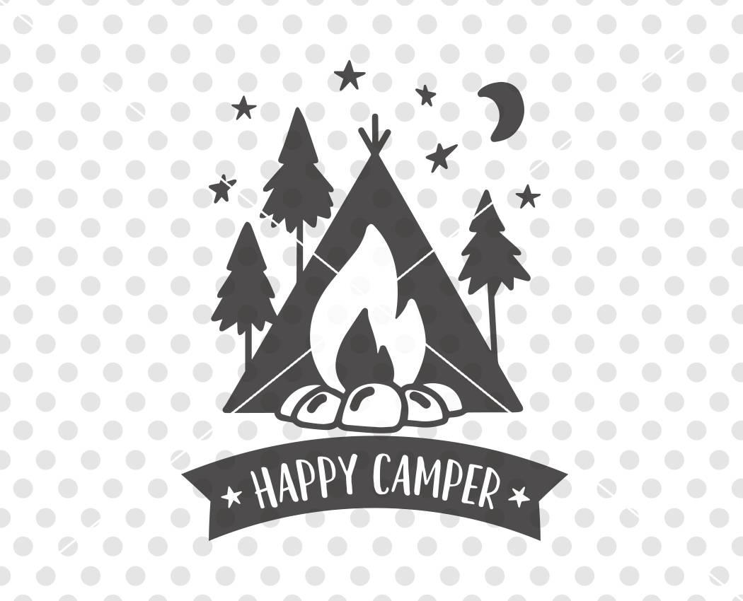 Happy Camper Logo - Happy Camper SVG DXF Cutting File Camper Svg Cutting File | Etsy