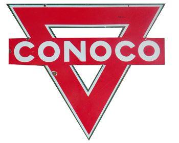 Double White Red Triangle Logo - Red Conoco Triangle Sign | Antique Advertising Value and Price Guide