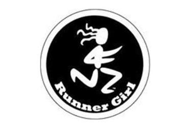 Girl Black Logo - Runner Girl Colored Round Decal (Black) - BaySix