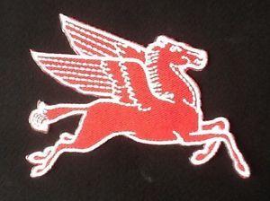 Flying Horse Gasoline Logo - RED PEGASUS FLYING HORSE MOBIL OIL GAS GASOLINE PETROL BADGE IRON