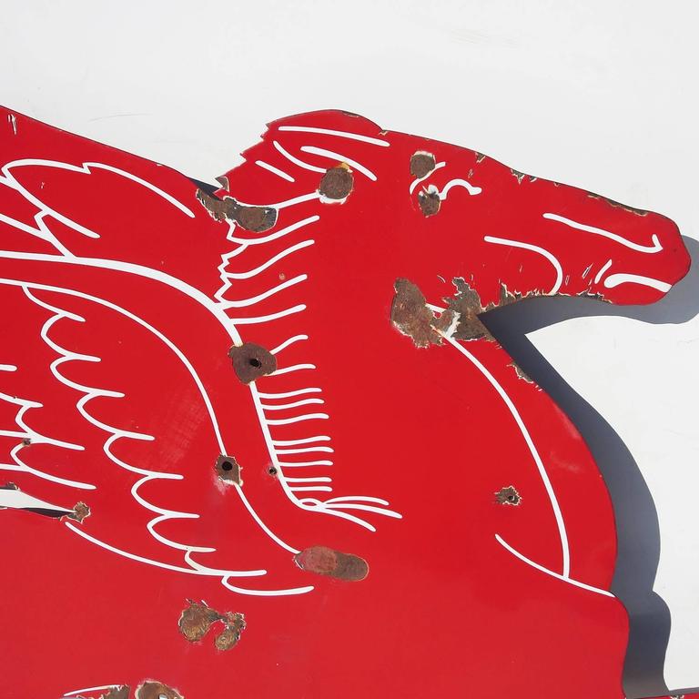 Flying Horse Gasoline Logo - Mobil Gasoline Large Porcelain Enamel Flying Horse Sign at 1stdibs