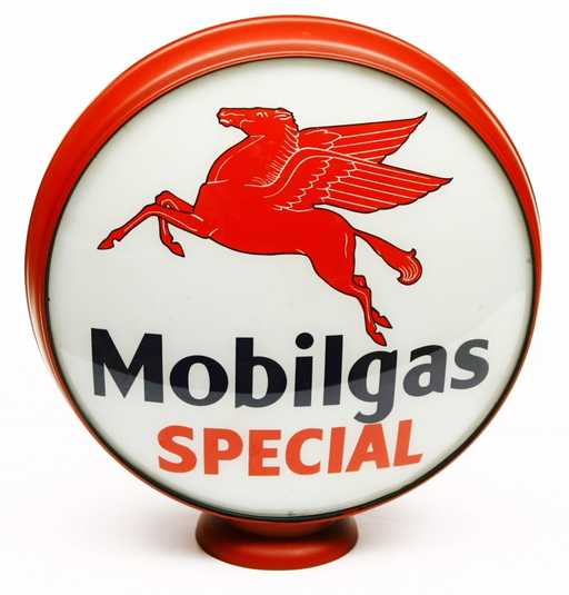 Flying Horse in Circle Logo - 477: Flying Horse Mobilgas Special gasoline globe, red