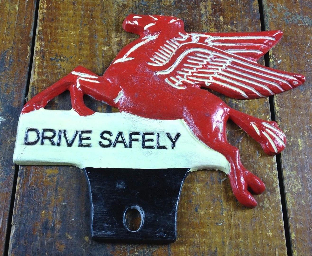 Flying Horse Gasoline Logo - Mobil Gasoline Pegasus Red Flying Horse Gas Station License Plate ...