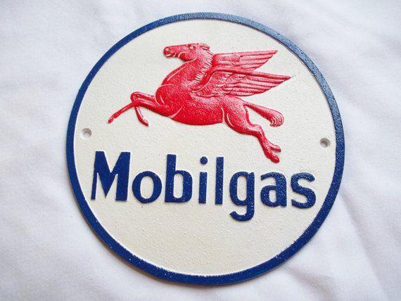 Flying Horse Gasoline Logo - Cast Iron Hand Painted MOBILGAS PEGASUS Flying Horse Gasoline
