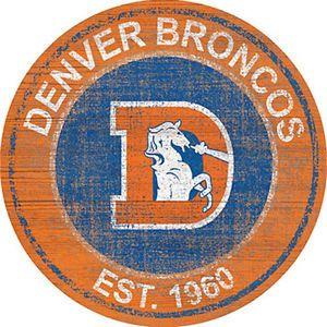 Circle Round Logo - Denver Broncos NFL Teams Throwback Historic 24 Circle Round Wood