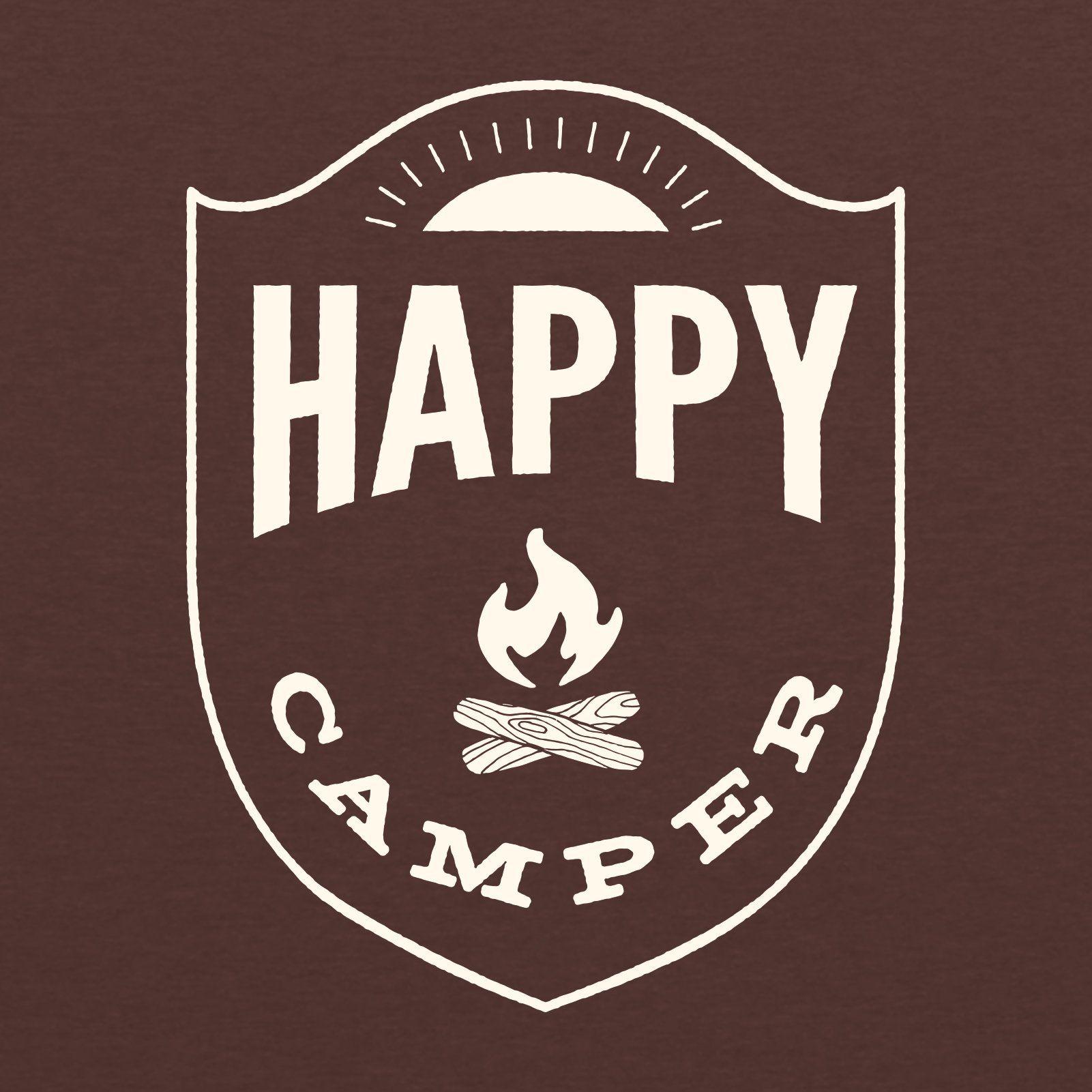 Happy Camper Logo - Happy Camper - Hiking, Outdoors, Nature - T-Shirt - Russet - UGP