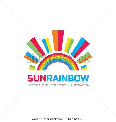 Colored Sun Logo - Sun rainbow - logo template vector illustration for kids development ...