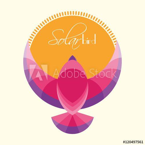 Colored Sun Logo - Logo Template image of a flying bird. Bright colored feathers and ...