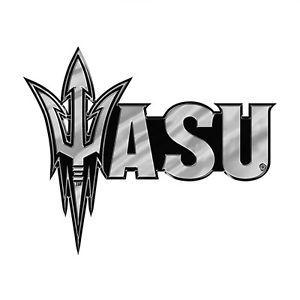 Colored Sun Logo - Arizona State Sun Devils CE Silver Chrome Colored Auto Emblem Decal ...