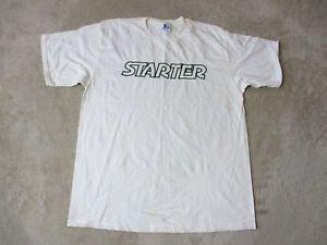 White with Green Box Logo - VINTAGE Starter Shirt Size Adult Extra Large White Green Spell Out ...