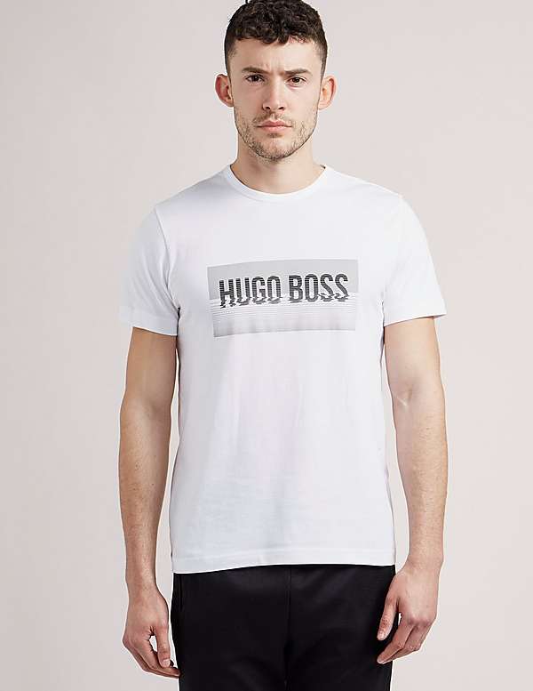 White and Green Box Logo - Men BOSS Green Box Logo Short Sleeve T Shirt White # R15l1619HH5