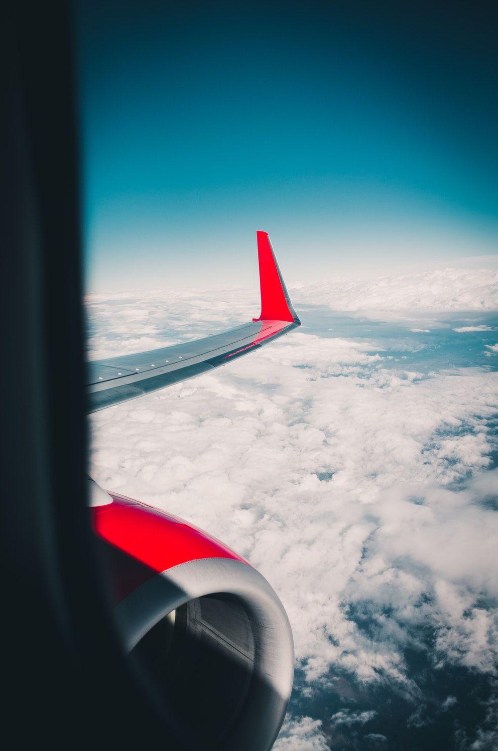 Blue and Red Plane Logo - Plane wing, flight, wanderlust and airplane HD photo