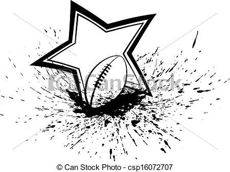 Black Star Ball Logo - Splatter Football Clipart