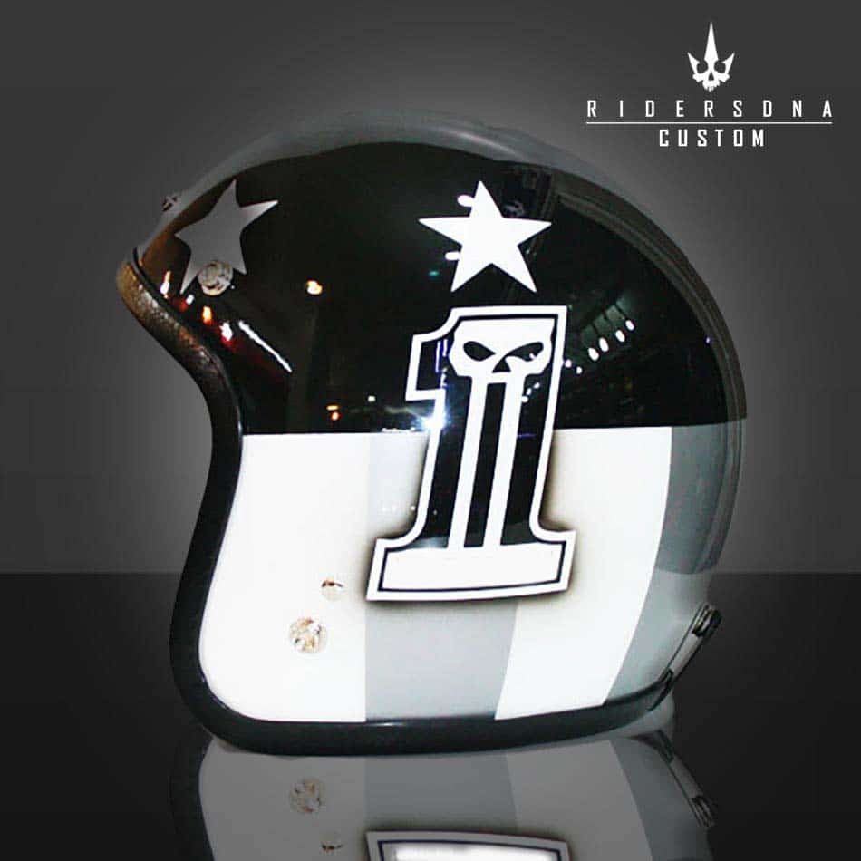 Black Star Ball Logo - silver white easy rider black star number 1 open face airbrush jet ...