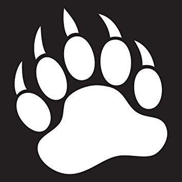 Grizzly Bear Paw Logo - GRIZZLY BEAR PAW foot print 5 color: BRIGHT WHITE