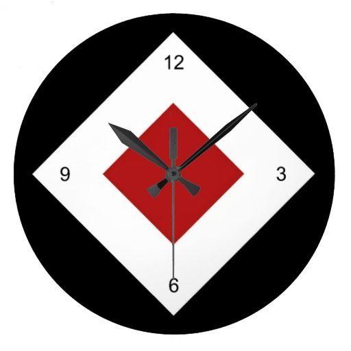 Black and White Red Diamonds Logo - Black, White, Red Diamond Pattern Clock so please read the important ...